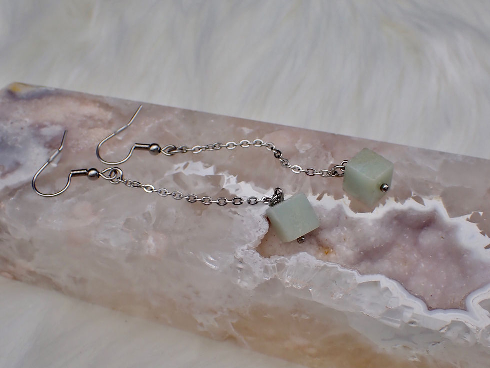 Thumbnail: Amazonite Cube Dangle Earrings
