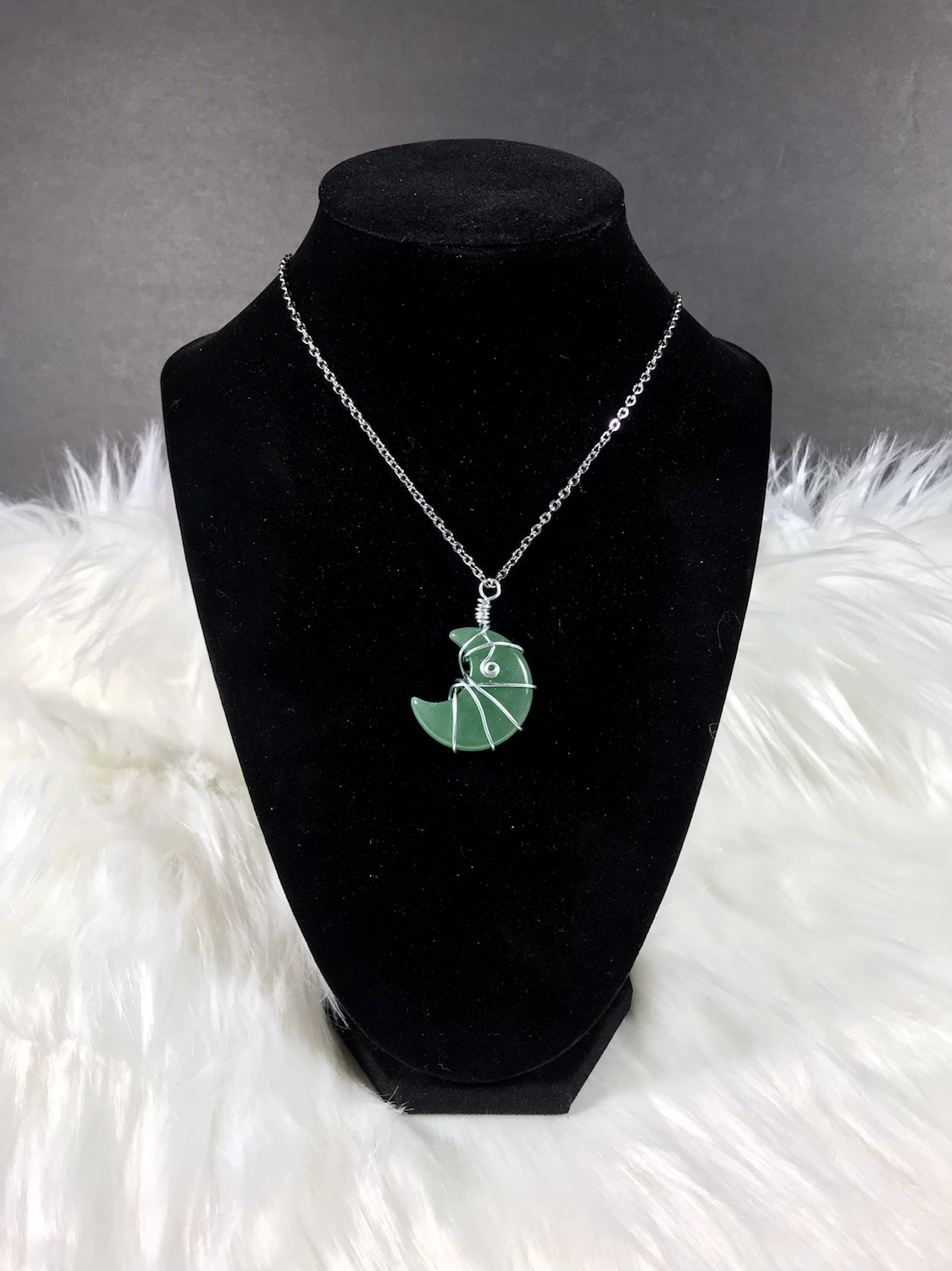 Wire Wrapped Green Aventurine Moon