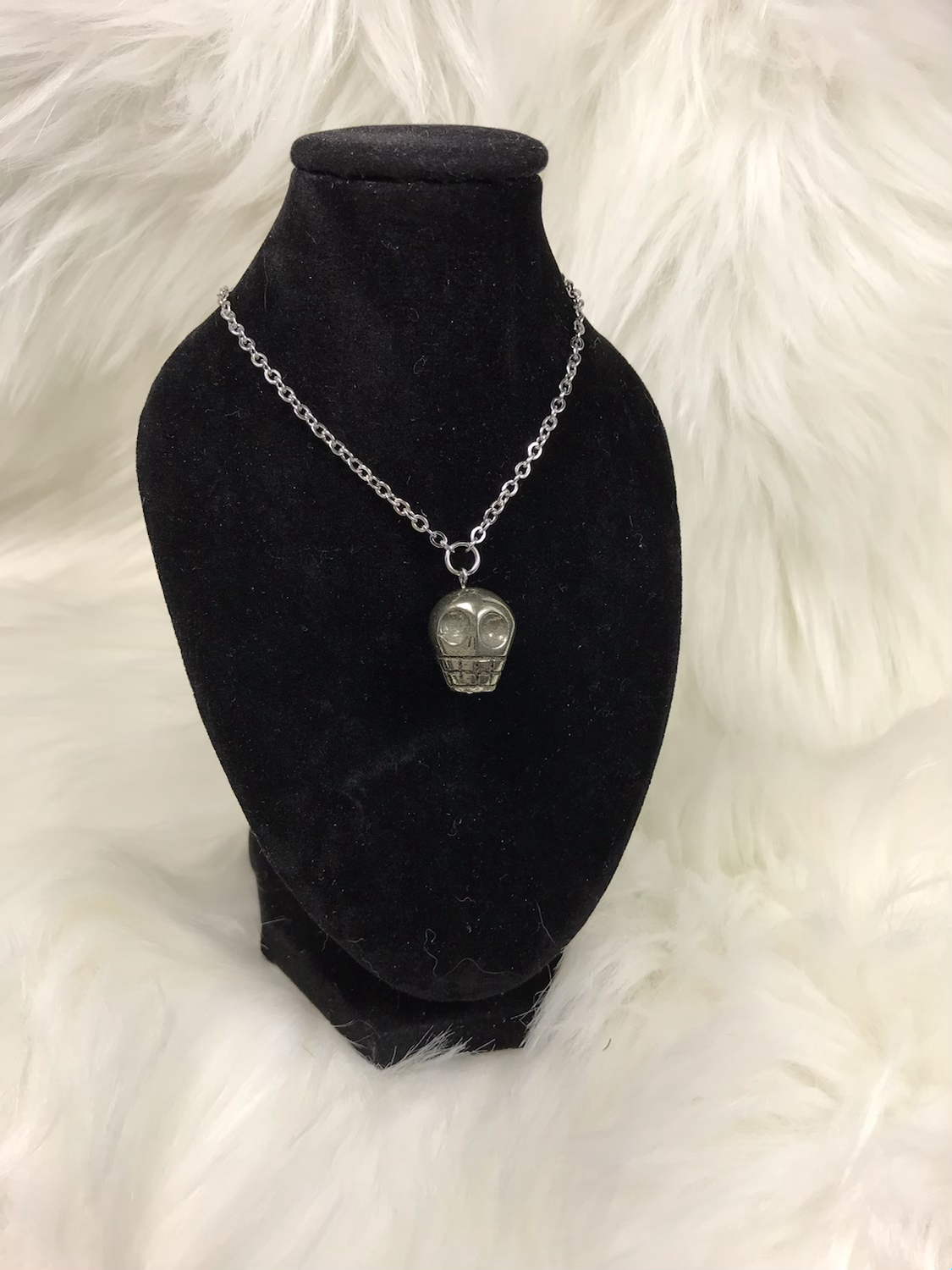 Pyrite Skull Necklace