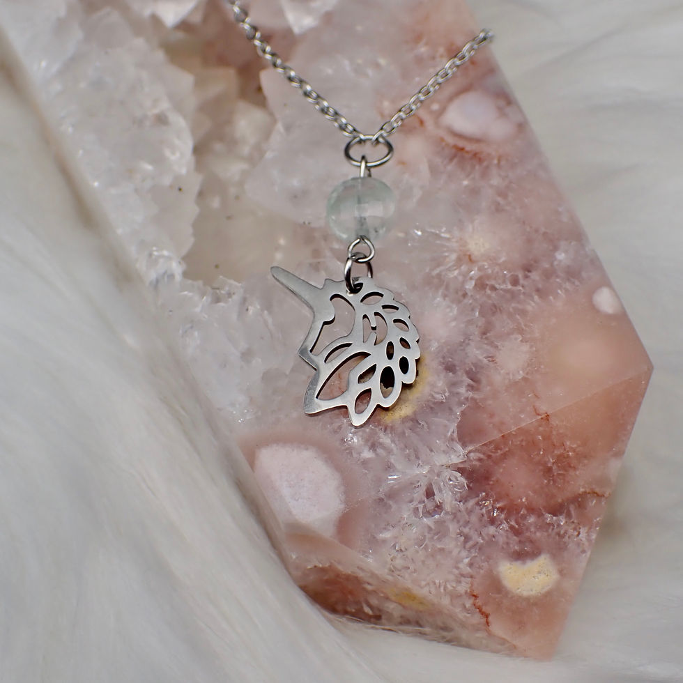 Thumbnail: Fluorite Unicorn Charm Necklace