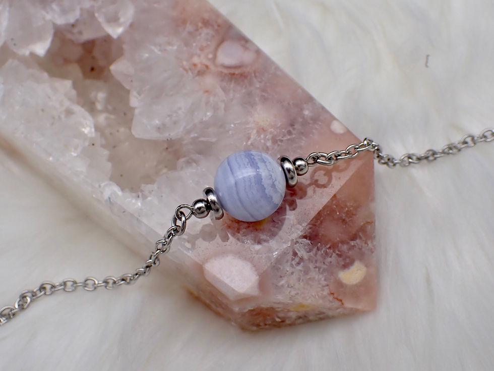 Thumbnail: XL Blue Lace Agate Bead Necklace