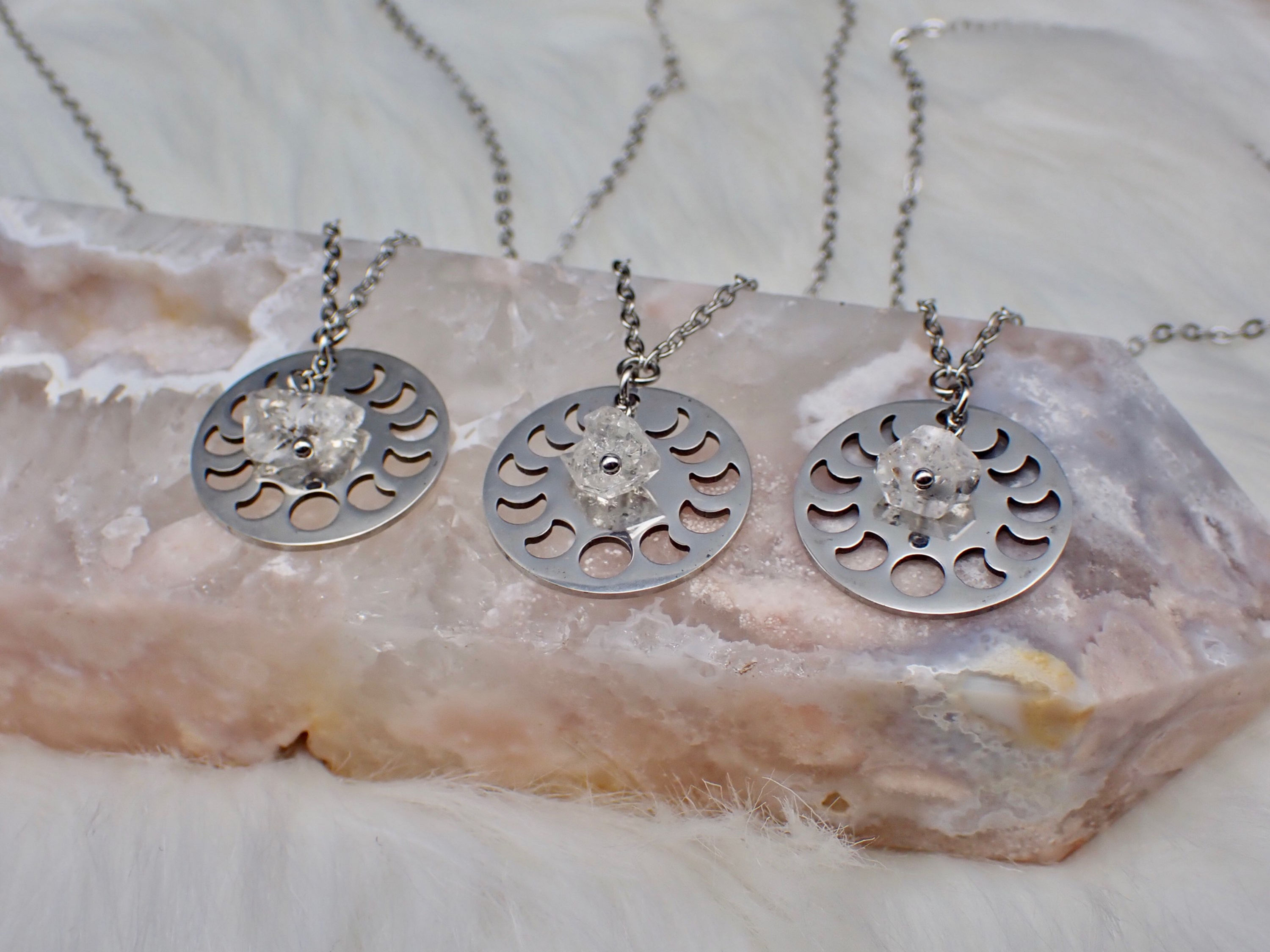 Moon Phase Disk with Herkimer Diamond Chip