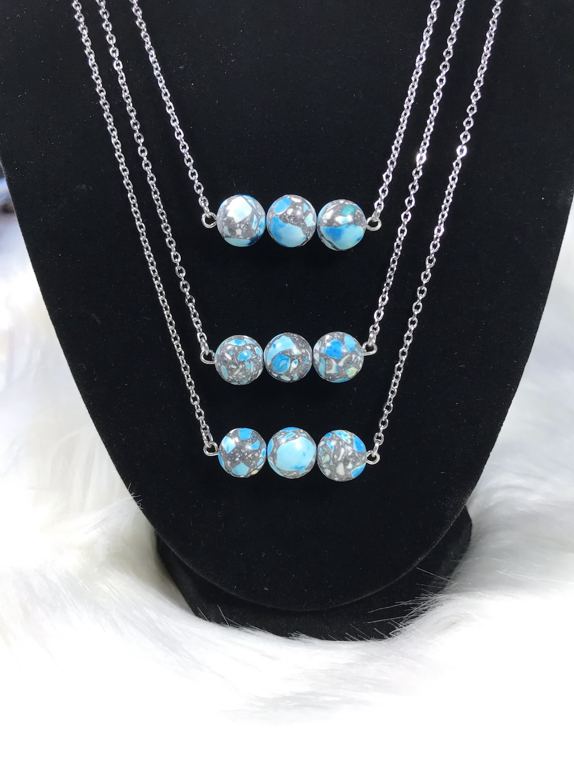 Blue Howlite Bead Necklace