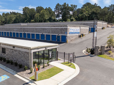 Entrance to an affordable self storage facility locally owned in Oakwood GA
