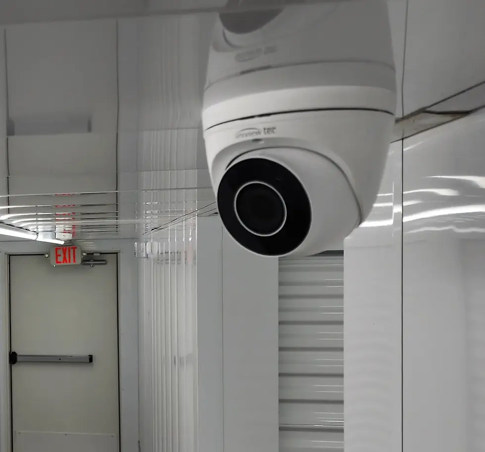 A security camera enhancing monitoring for your stored items at Hometown Storage which provides affordable climate controlled storage near Gainesville, GA.