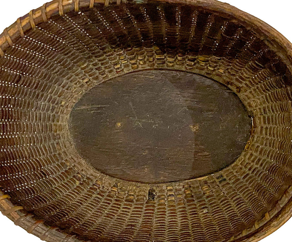 Thumbnail: Signed Oval Basket with Dark Patina, c. 1880