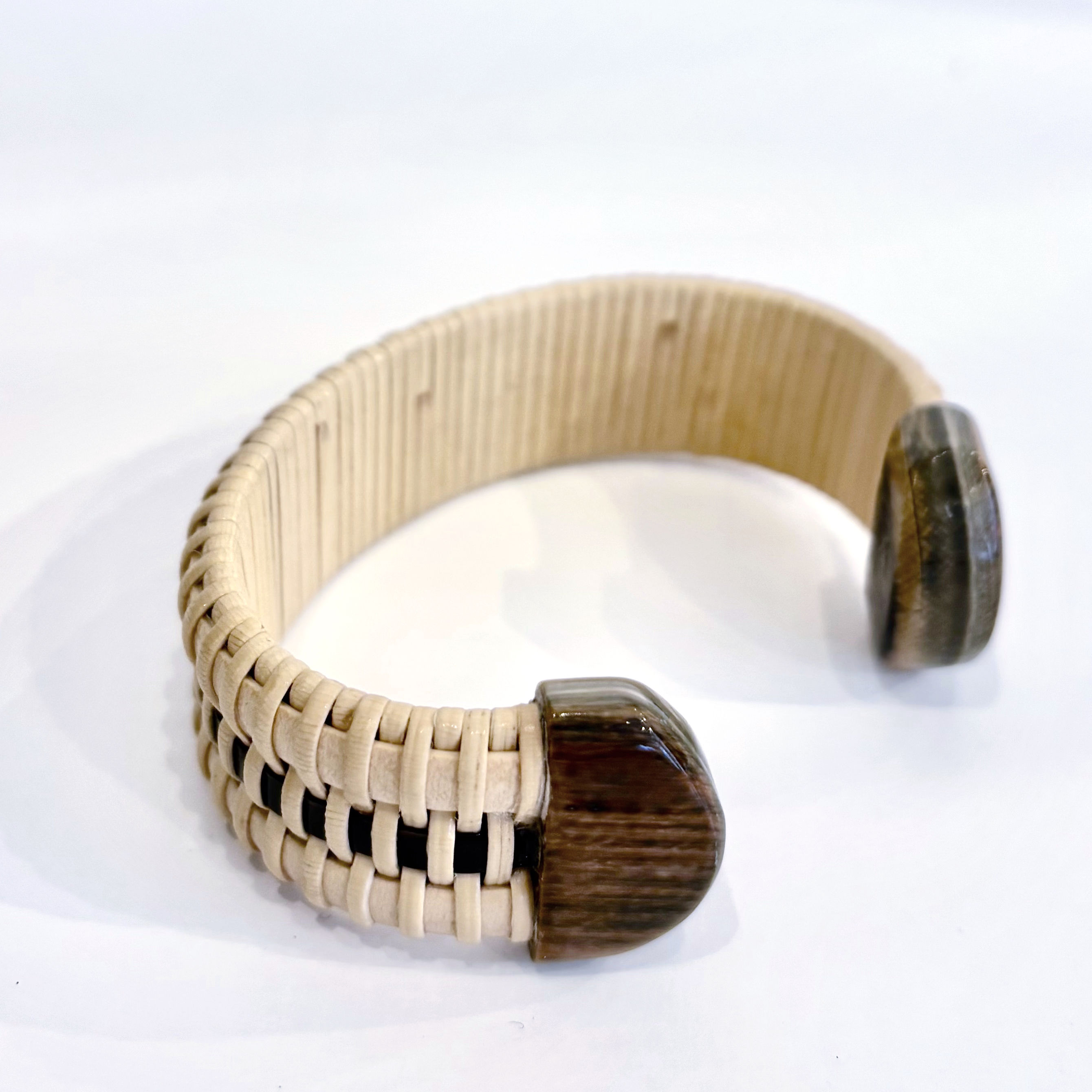 3/4" Nantucket Bracelet by Caitlin Parsons with baleen stave and mammoth ends