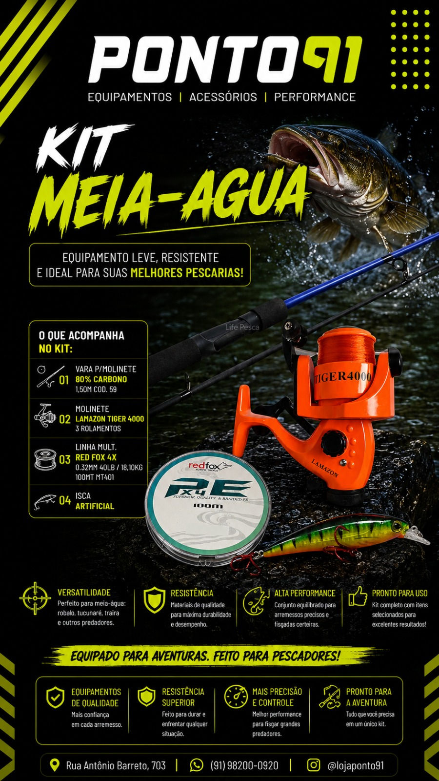 Kit Pescaria Meia Água 