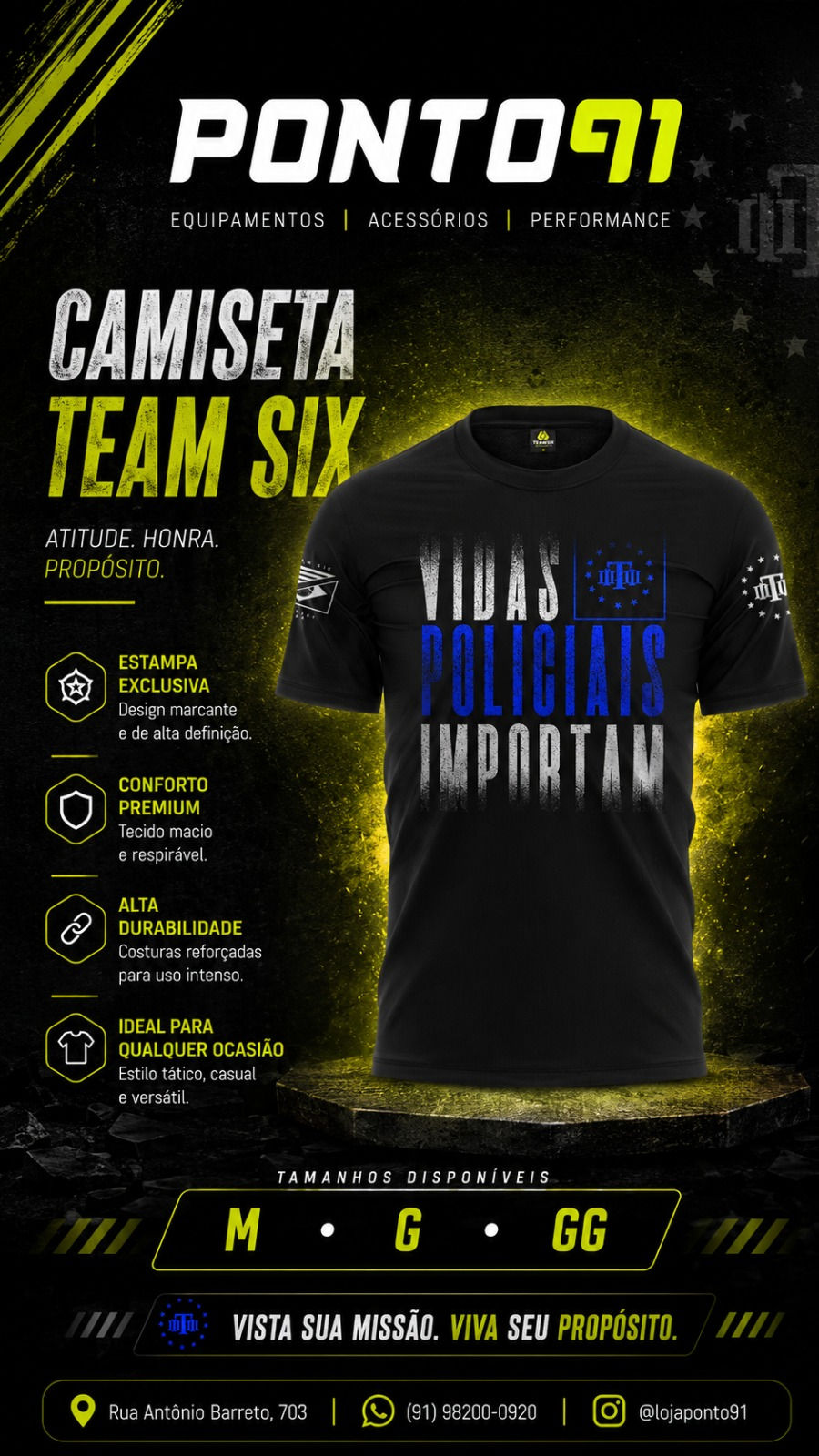 Camisa Team Six Vidas Policiais Importam