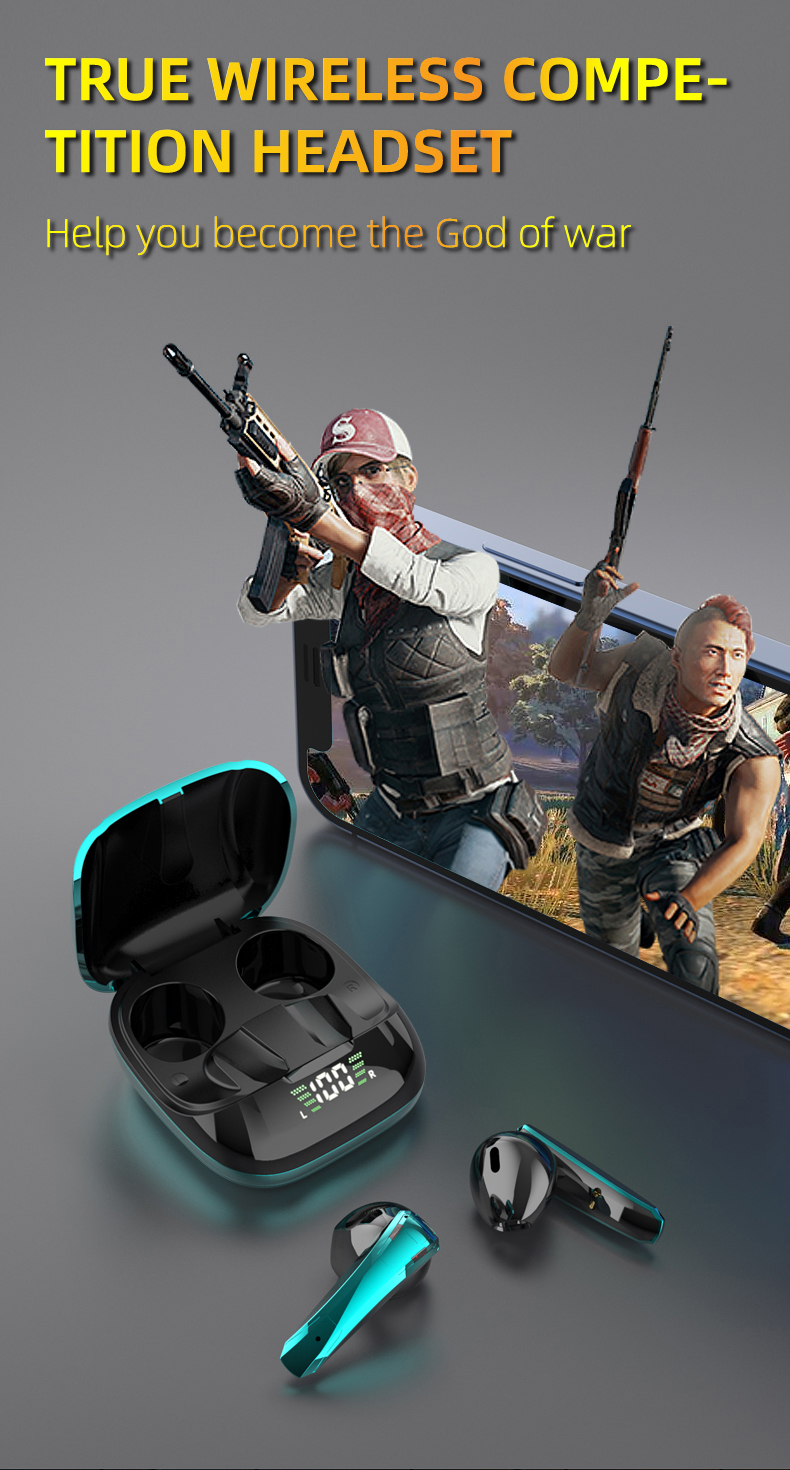 Thumbnail: Wireless TWS Gaming Bluetooth 5.0 Earphones With Microphone