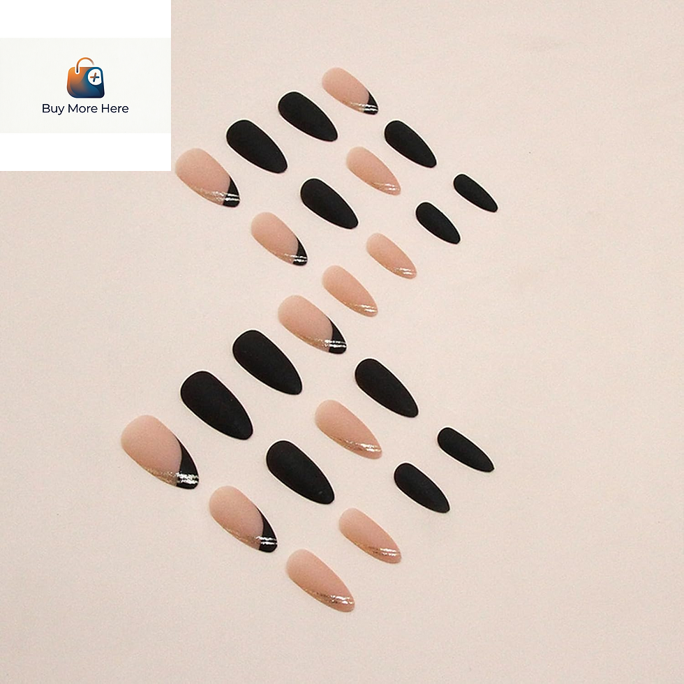 Thumbnail: Black Press on Nails Medium Almond Fake Nails Matte False Nails Press Ons with D