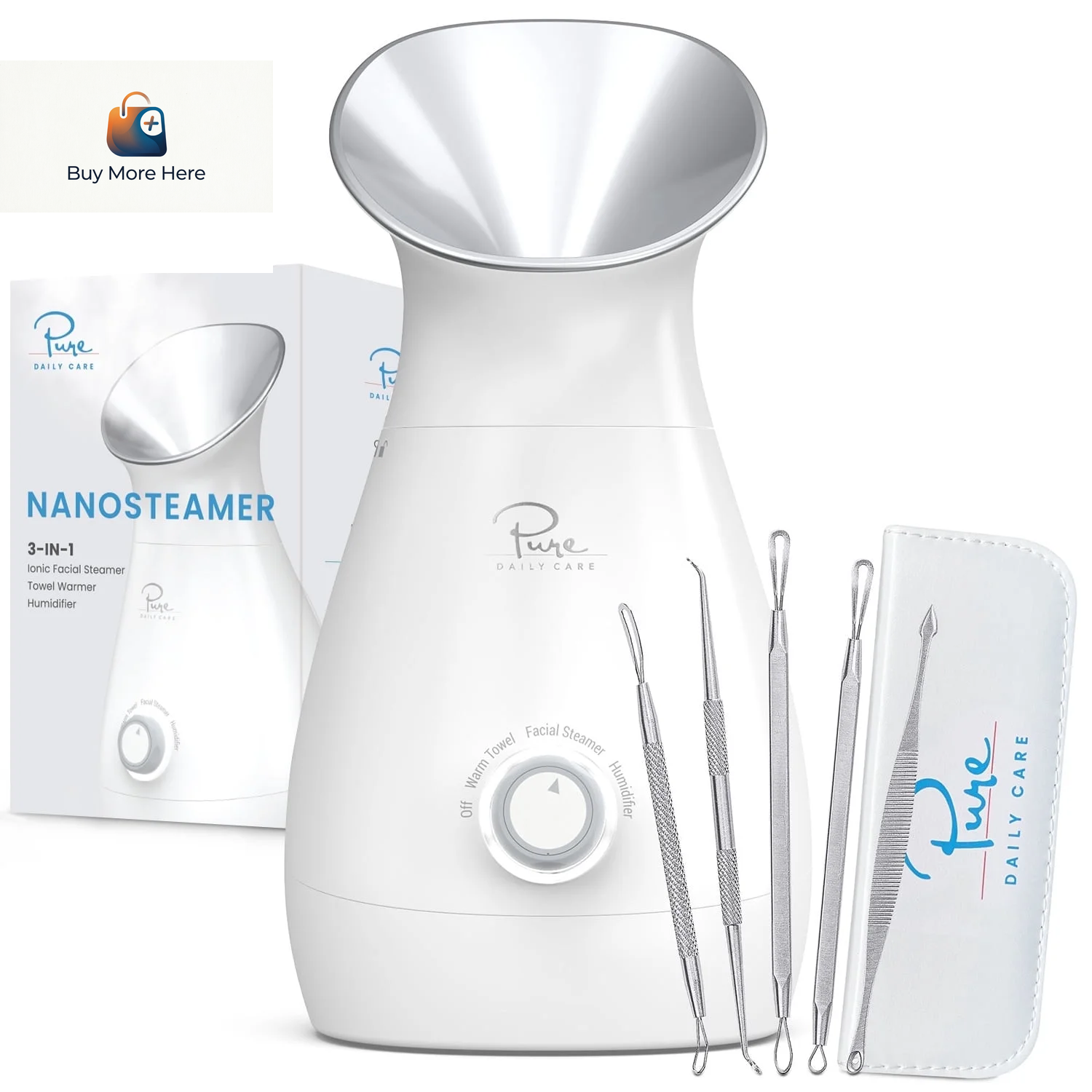Nano Steamer 3-In-1 Ionic Facial Nano Facial Mister 5-Piece Stainless Steel Skin