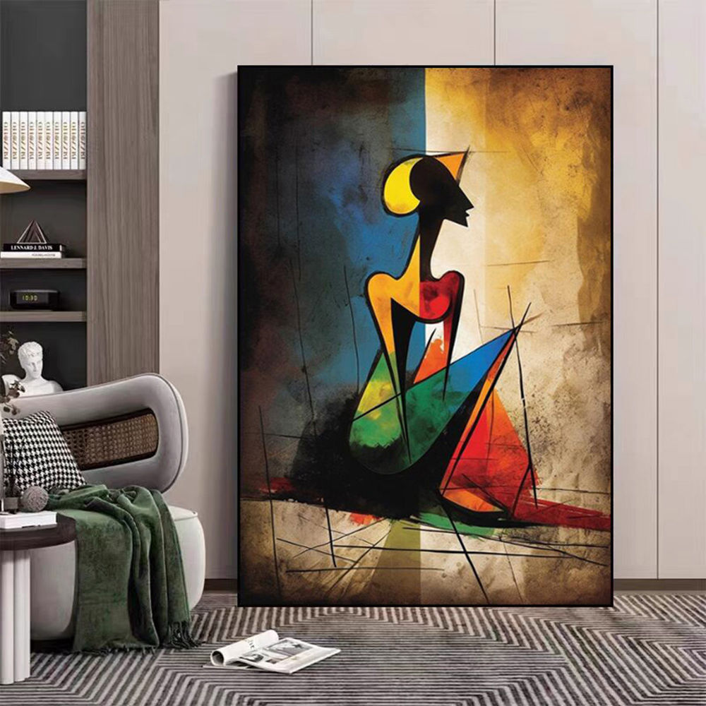 Abstract Geometric Woman Poster Handmade Impressionist Figure Art Canvas Oil Pai