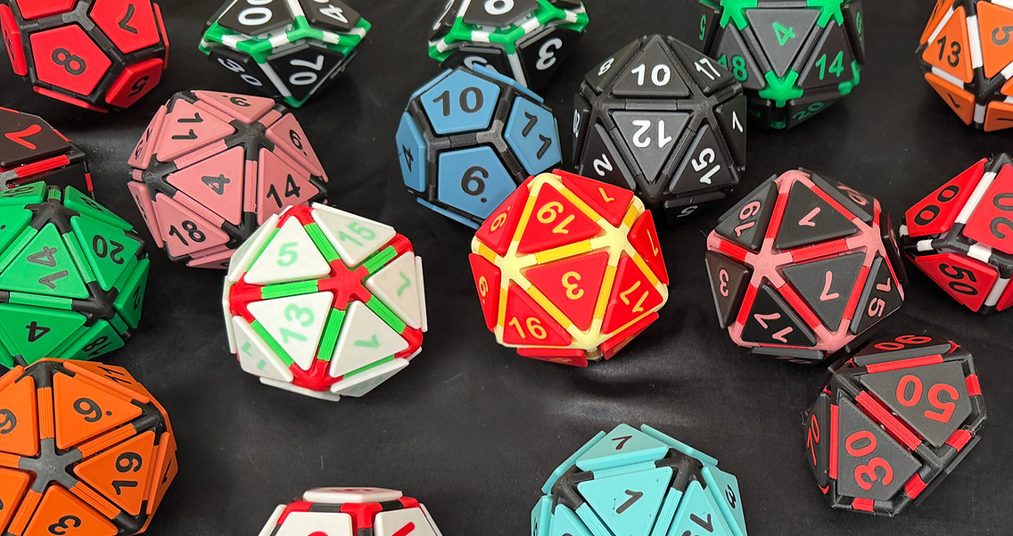 Our popular 3D printed dice clickers. Perfect fidget toy for kids and adults. 