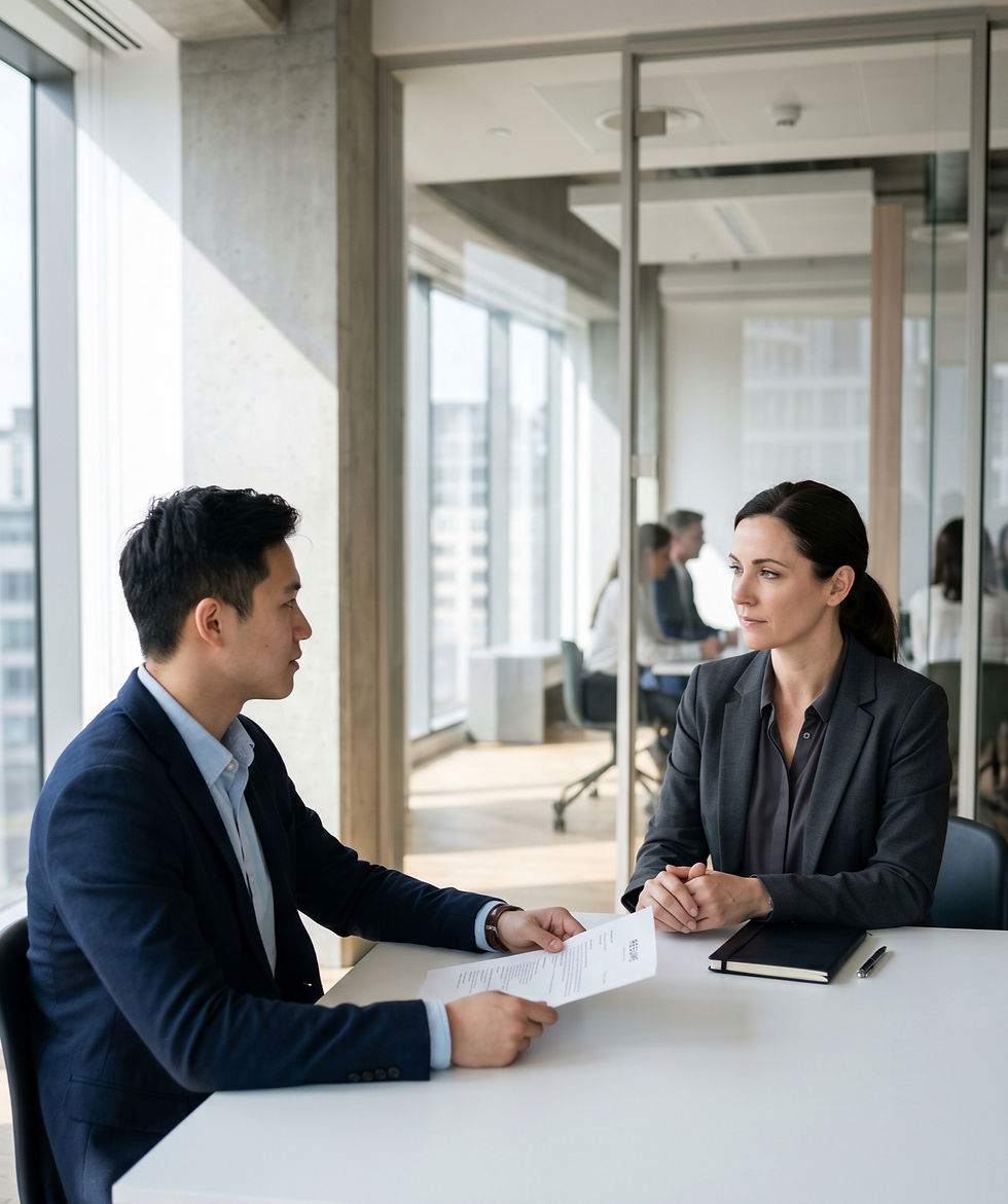 HR professional conducting a structured recruitment interview — Certified Interviewer for Hiring and Recruitment scheme by Va