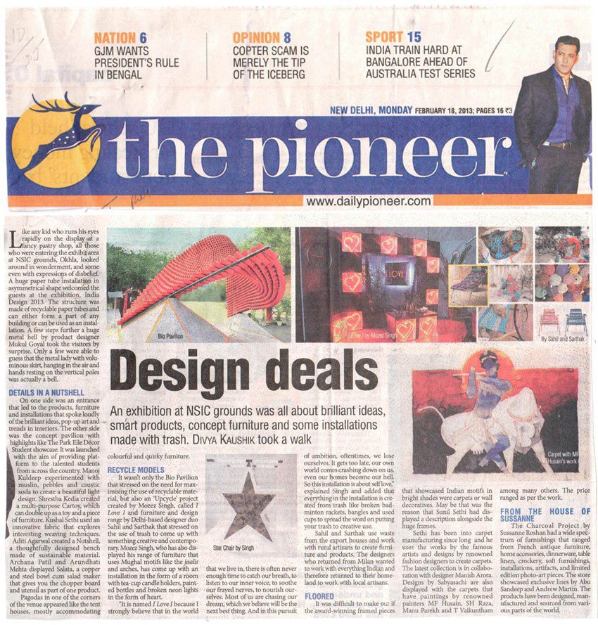 andblack design studio's paper tube pavilion gets recognised in the pioneer newspaper