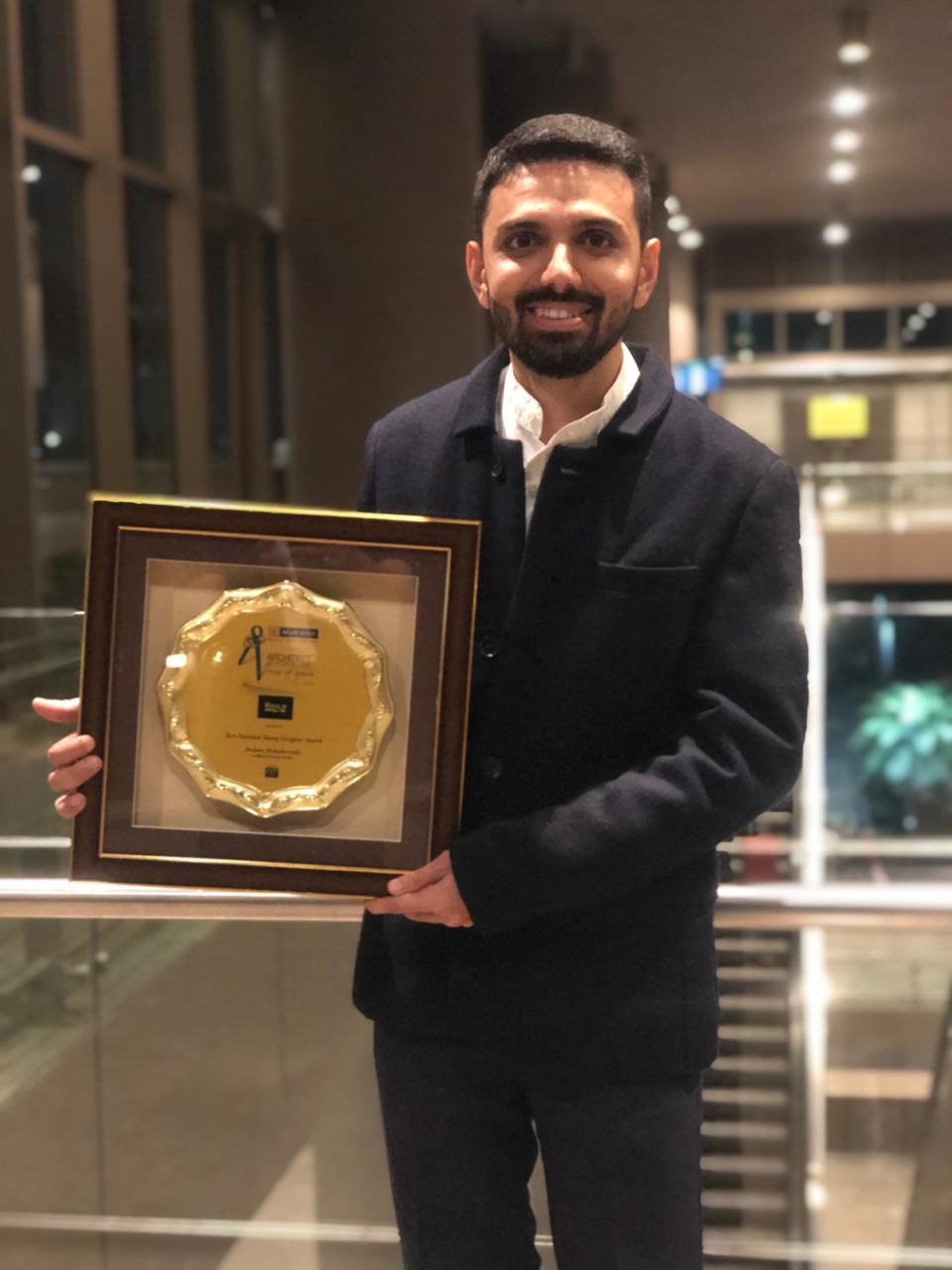 Jwalant Mahadevwala wins Best National Young Designer Award