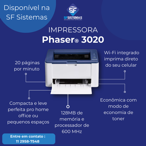 Impressora Xerox Phaser® 3020 super nova com somente 421
