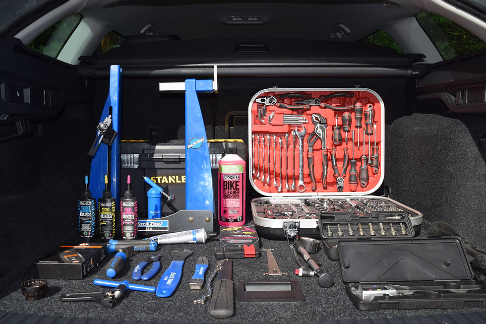 Selection of tools used for cycle repair and servicing, including park tool and premier.