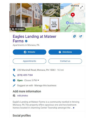 Clean and organized Google Business Page