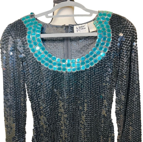 chinese dress ladies Nite Line Sequined Dress  East Village Vintage Collective