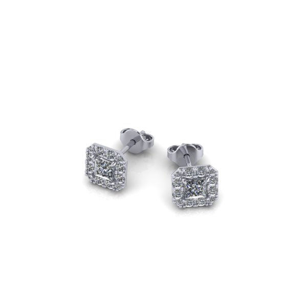 Thumbnail: Princess Cut Halo Studs