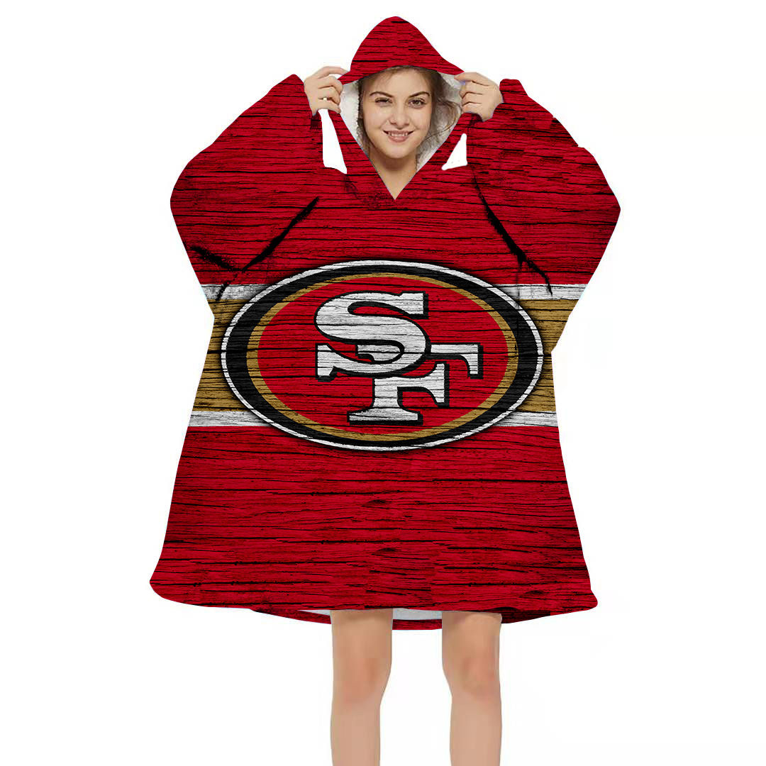 Women NFL Large Size Winter  Thick Fluffy Hoodie Fleece Tops Blanket Hoodie