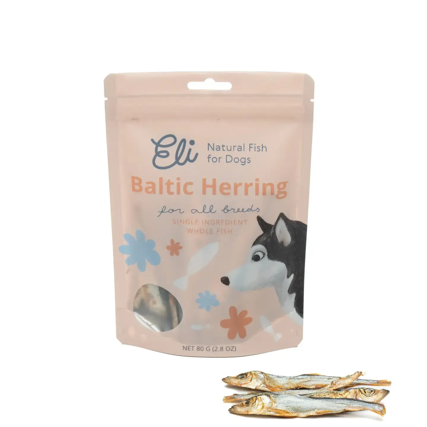 Friandises pour chiens 100 % naturelles de hareng de la Baltique séché 80g