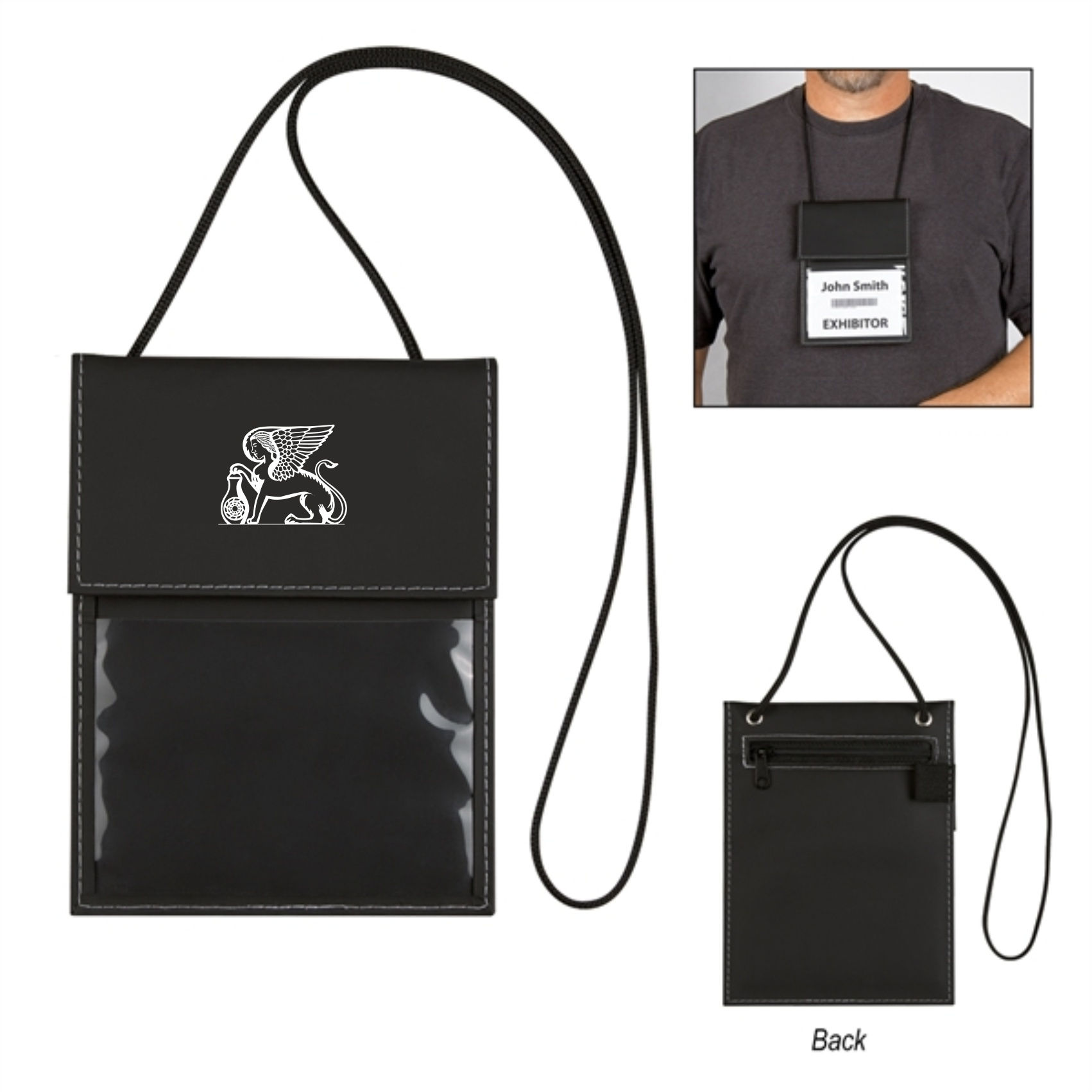 Executive Leatherette Neck Wallet Badge Holder