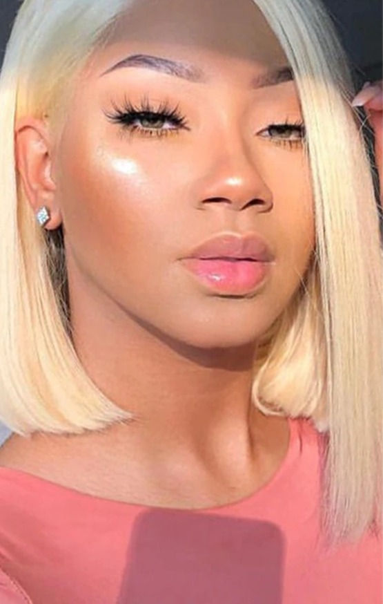 Thumbnail: Pink Bob Lace Human Hair 13X4 Pre Plucked  Remy