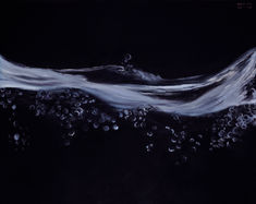 MAYIM began as a painting to decorate my home for the Passover Seder celebration. I have decorated our livingroom and dining room, where we have the Seder meal, every year since my children were small. It was my way of engaging the children in the often lengthy Seder service, story and meal. The theme for Seder 2015 involved the symbols of Passover and those on the Seder Plate. One symbol on the Seder plate is salt water. We dip parsley and vegetables in the salt water to remind us of the tears of the Israelite slaves. Water is a dominant theme in the Passover story- Baby Moses is found in a basket floating in the water of the Nile, one plague turned water into blood, the tears of slaves ( of all people enslaved, not free), and the miracle of crossing the Sea of Reeds. I felt water was a powerful image for Seder and I tried to show that power in the water's movement /motion in the painting.