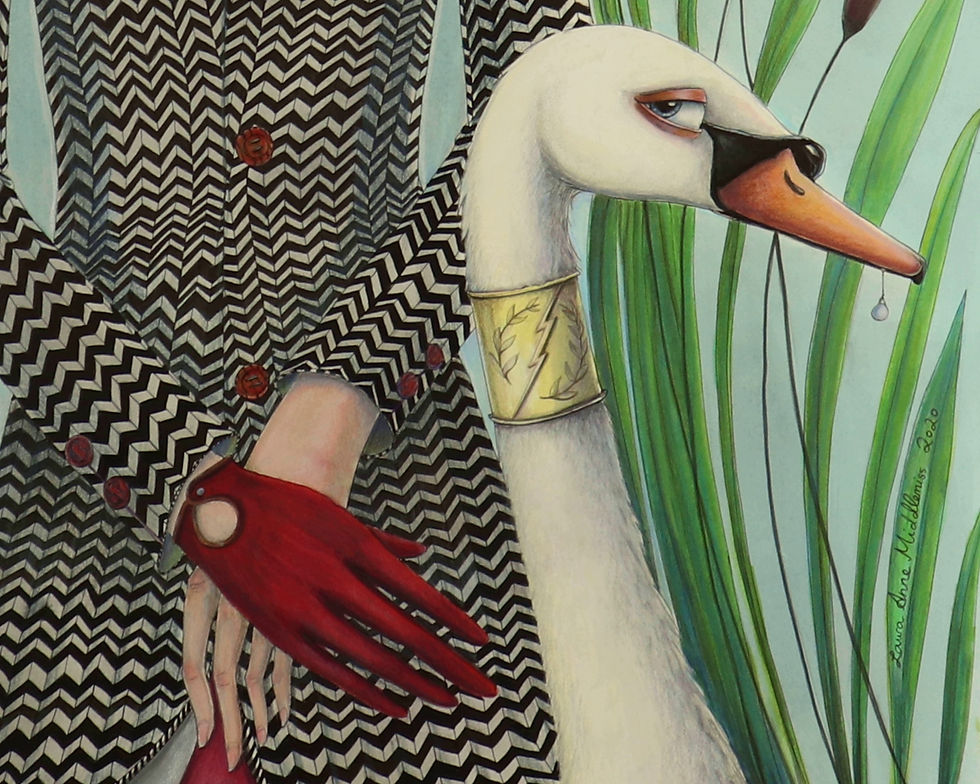 Thumbnail: Leda and the Swan - (Framed Original)