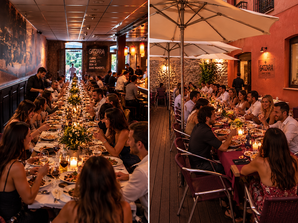 Group dining at a luxury hen party villa Barcelona.