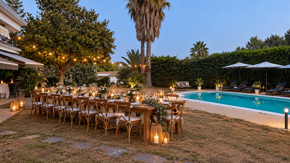 Luxury villa near Barcelona with pool and garden dinner set