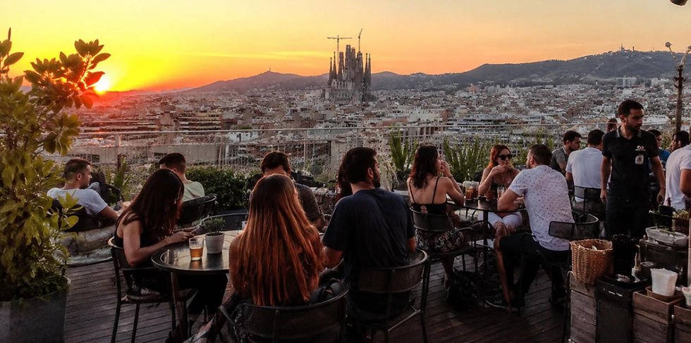 Rooftop sunset view near luxury hen party villa Barcelona