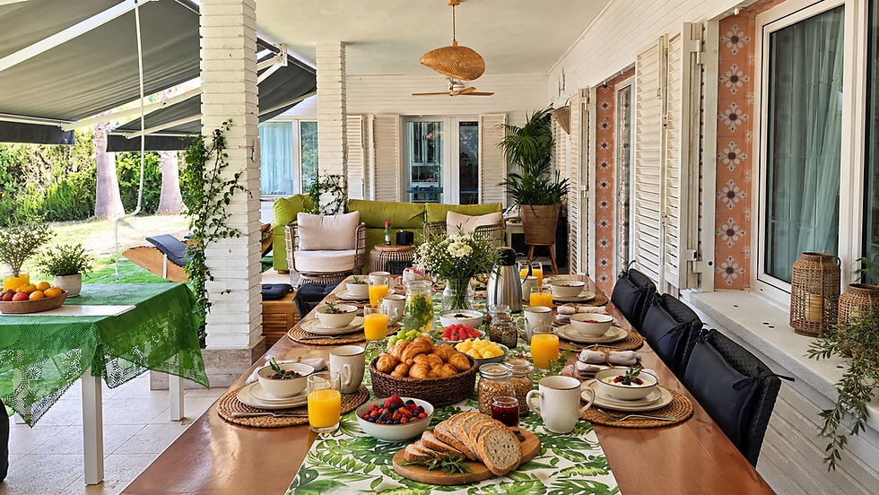 Breakfast spread at a luxury hen party villa Barcelona