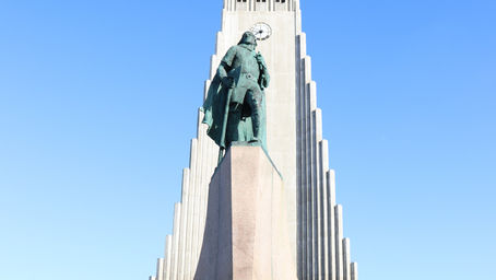 The Leifur Eiriksson statue in Reykjavik:  A gift from America and its twin in Newport, Virginia.  