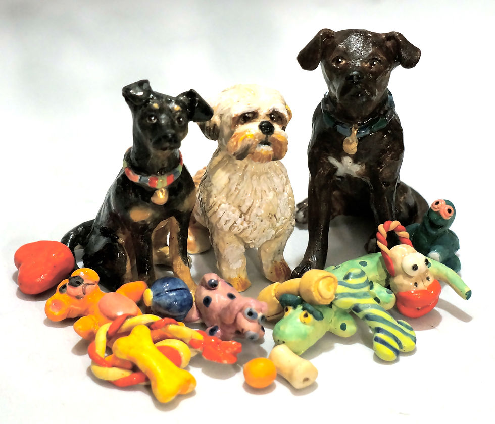Dog Sculpture with Toys