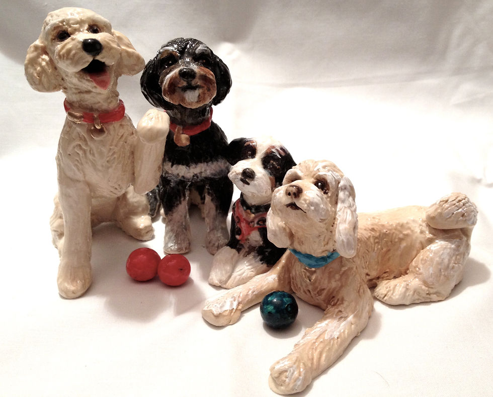 Golden doodle, Bernedoodle sculpture