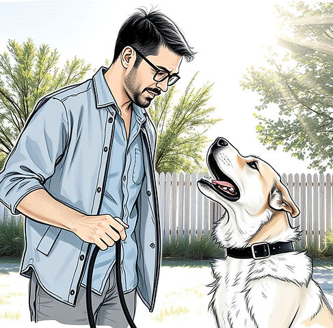 picture of owner and dog