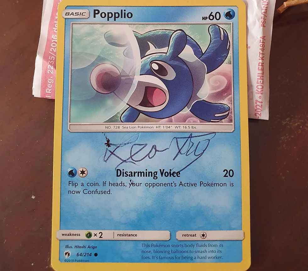 Popplio's card signed by Pope Leo XVI, ReptileCake