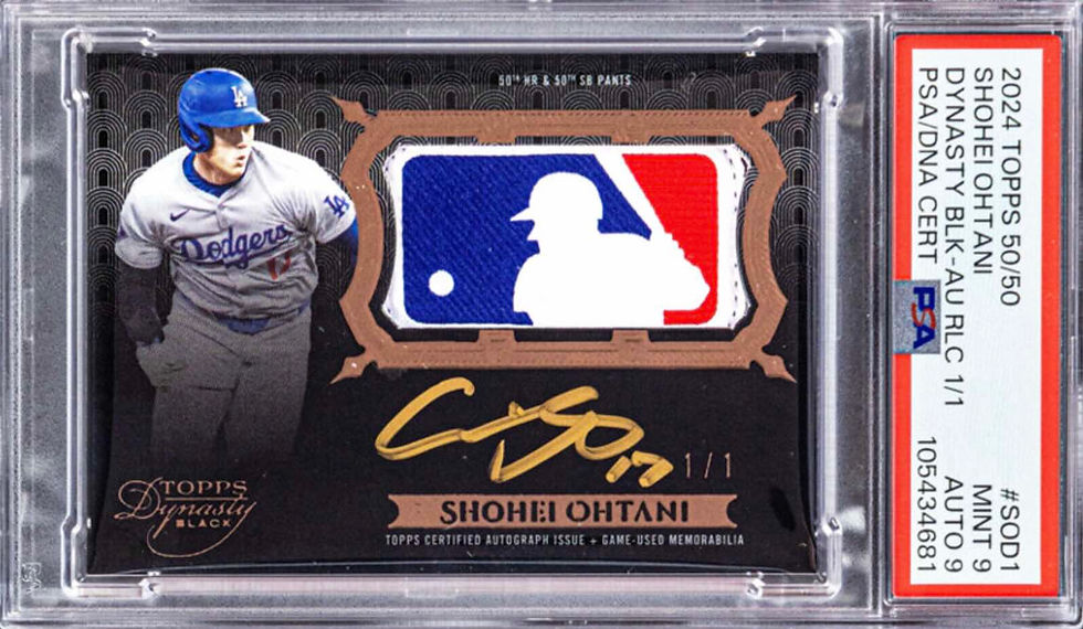 2024 Topps 50/50 Shohei Ohtani (Dynasty Black-Autographed Relic Card) # SOD1 PSA Mint 9, PSA/DNA Auto 9 - 1/1 - Heritage Auctions