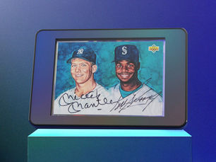 the legendary Mickey Mantle and Ken Griffey Jr. in a stunning dual on-card auto from 1994 Upper Deck, within a M1NT Case G1