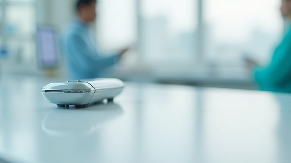 Close-up view of a medical device on a clean white surface