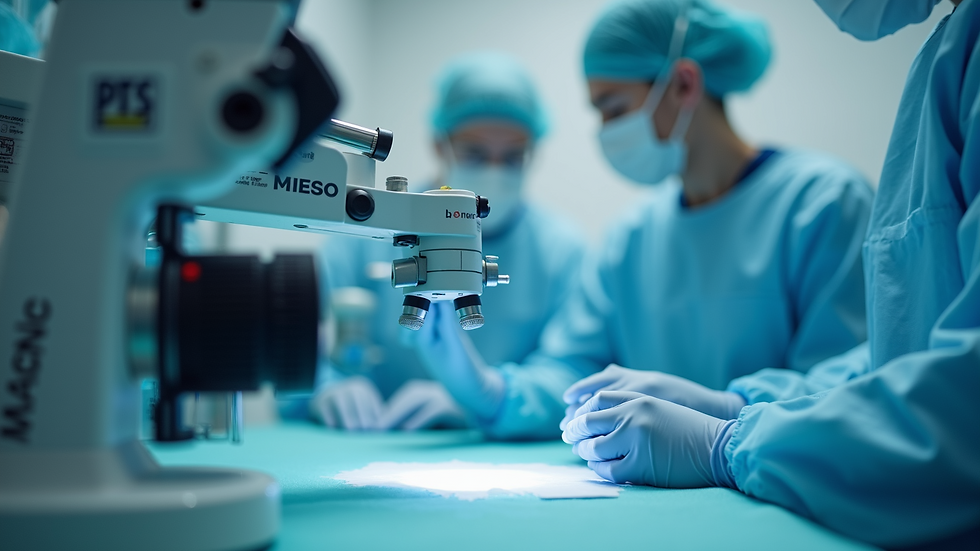 Close-up view of a medical device undergoing clinical testing in a laboratory