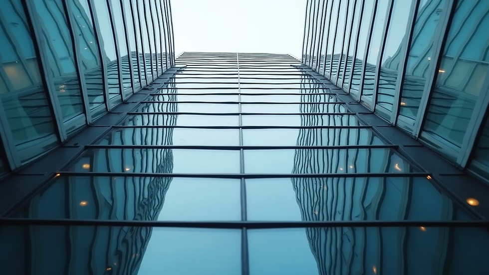 Eye-level view of a modern office building representing real estate tokenization