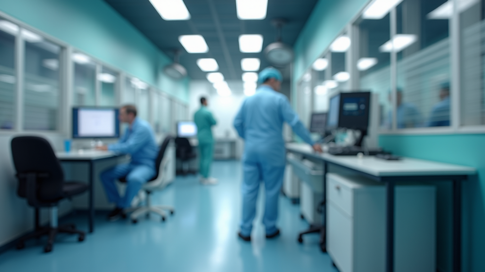 Eye-level view of a medical device inspection in a UK regulatory office
