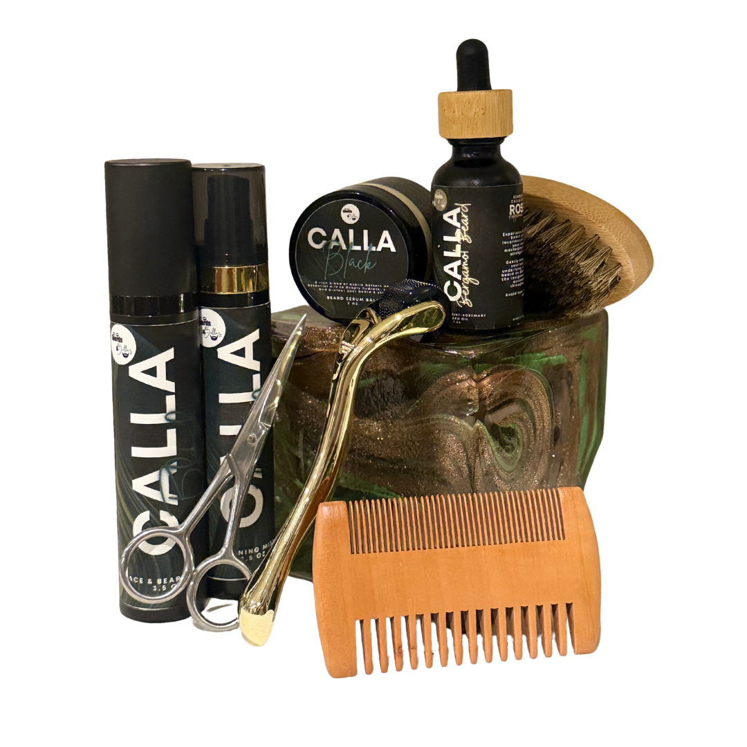 Calla Black Beard Builder Skincare Kit full product lineup