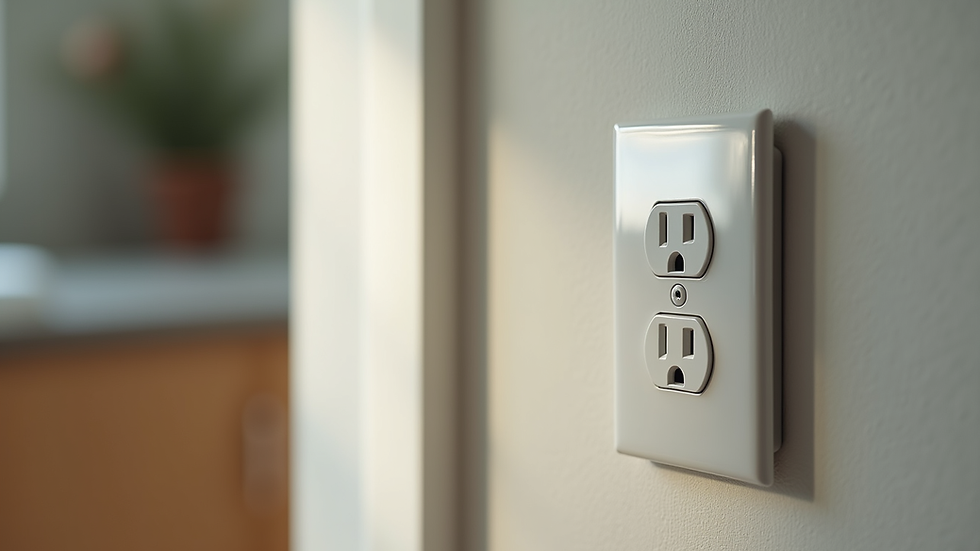 Close-up view of a GFCI outlet installed in a kitchen wall
