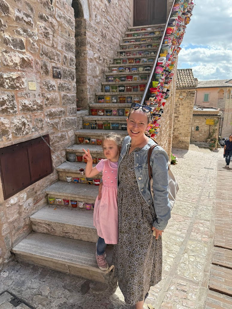 Pottery on some stairs in Spello